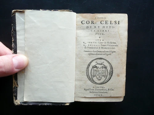 Aurelii Cornelii Celsi De Re Medica Libri Octo Lugdunum 1549 Medicine Very Rare