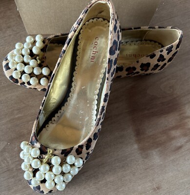 COCHNI ITALY DESIGN LEAPORD PRINTED BALLET FLATS WITH