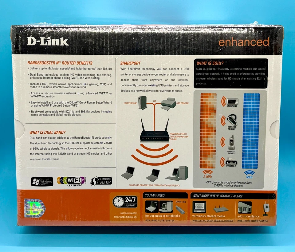 D-Link RangeBooster N DIR-628 54 Mbps Wireless N Router Brand New Sealed - Image 4 of 4