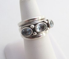 Sterling Silver Aqua Chalcedony Gemston Ring  Size 7 Artisan Handmade Ring 925