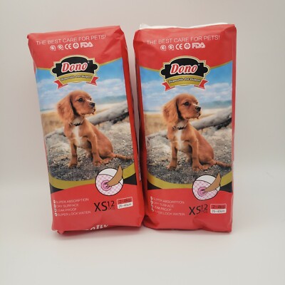 Dono Disposable Pet Diapers XS (4-8 Lbs) Lot of 2 bags each has 12 diapers