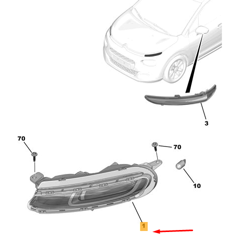CITROËN C3 MK3 SX Front Right Light 9820877880 NEW GENUINE | eBay