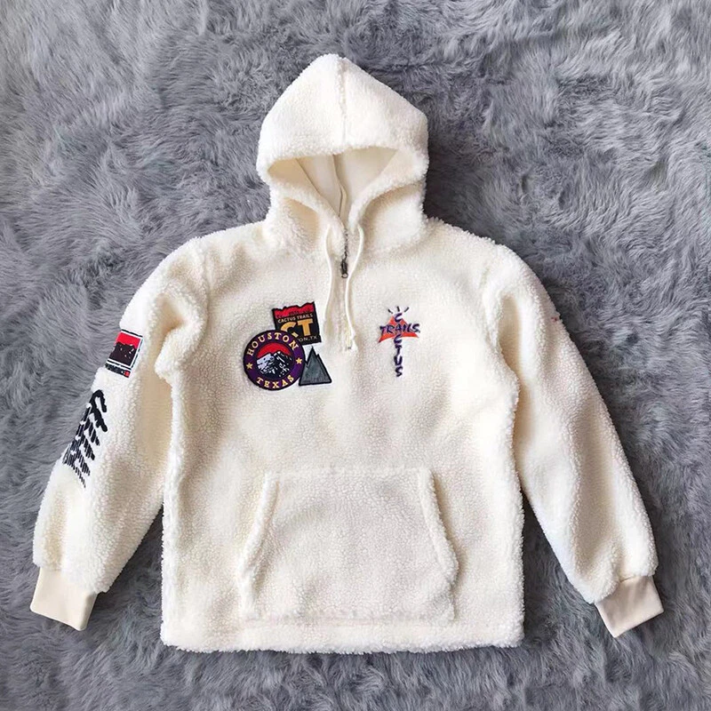 Travis Scott Cactus Trails Sherpa Hoodie Chambray Embroidered Hoodie  Sweatshirt