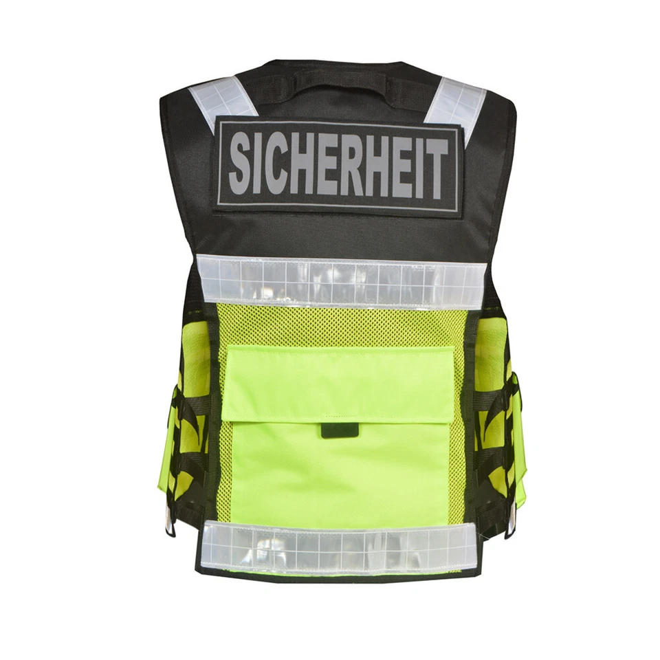 3106 Security Sicherheitsweste m 2x Patches Einsatzweste Presse Hundeführerweste - Bild 4 von 4