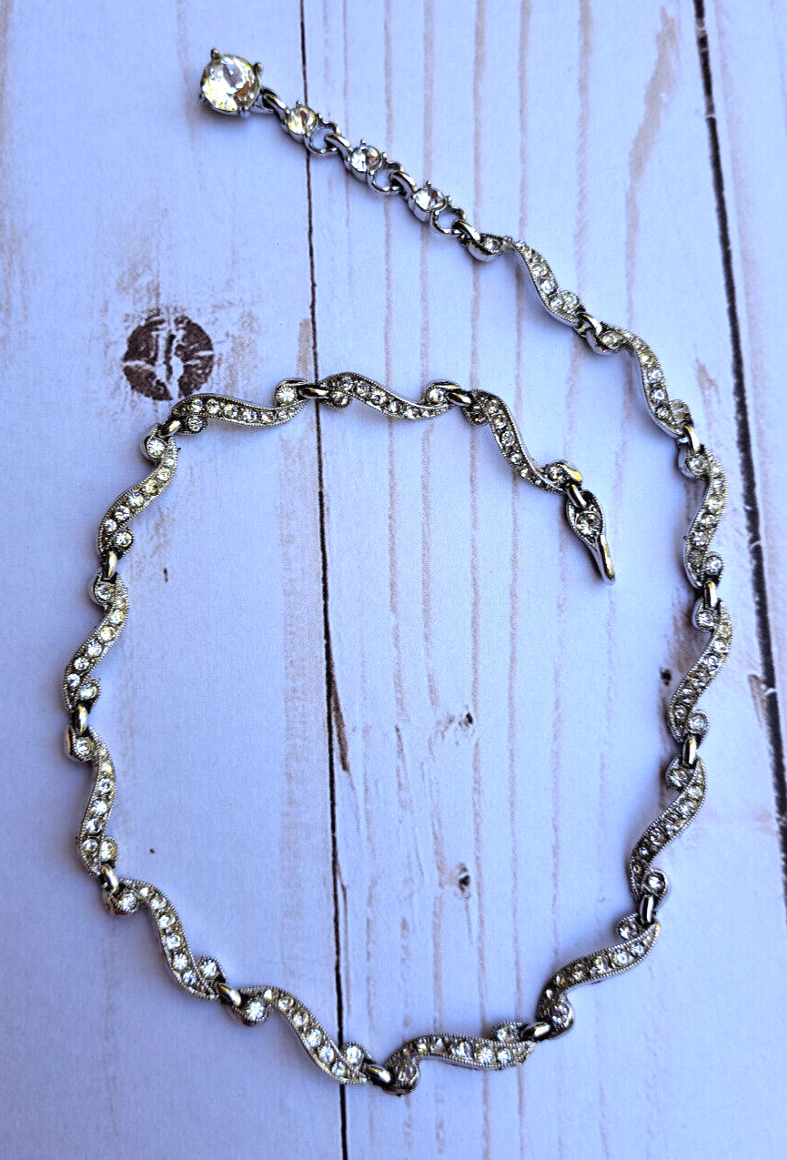 Vintage Bogoff Choker Necklace Pave Rhinestone Li… - image 1