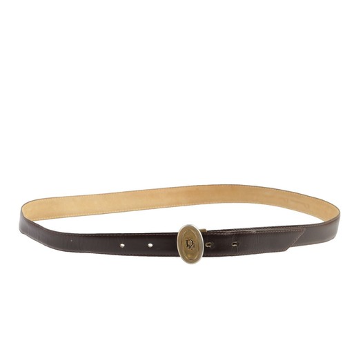Vintage Dior Brown Croc-Stamped Leather Belt with Gold Christian Dior Stamping Vintage christian dior belt - Gem main image 3