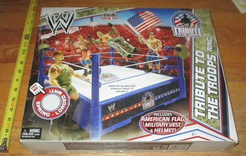 2011 WWE WWF Mattel Tribute to Troops wrestling Ring Flag Helmet NIP KMart - 第 1/4 張圖片