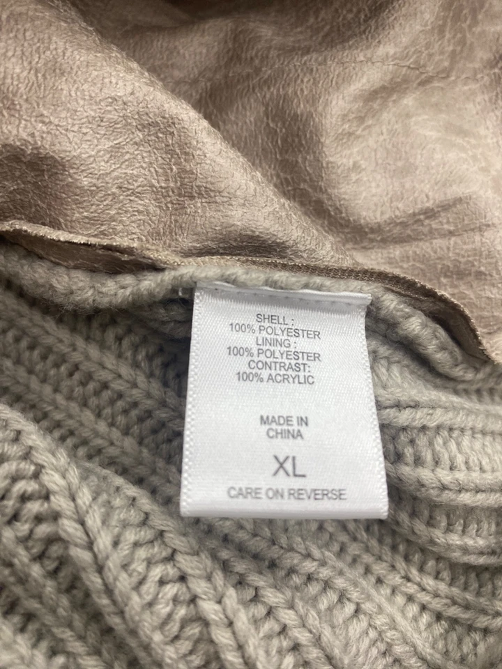 Suéter de mujer New York Company XL gris imitación gamuza cuello piel chal abrigo cárdigan Foto 4 de 4