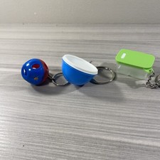 Tupperware Keychain Set of 3 Mini Shape-o-toy, Fridgesmart, Thats-a-bowl New 