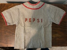 Maillot de baseball vintage original années 1940 Pepsi Soda garçons flanelle rayures rare