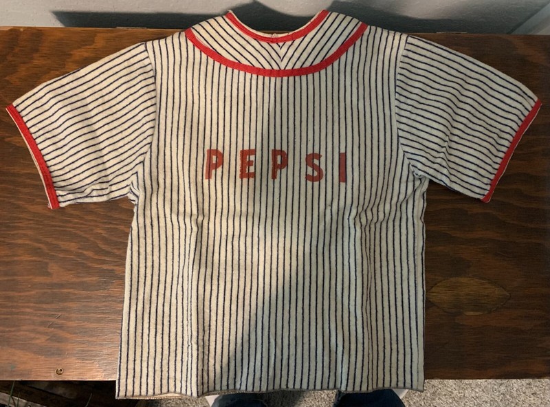 1940's Original Vintage Pepsi Soda Boys Flannel Pinstripe Baseball Jersey Rare