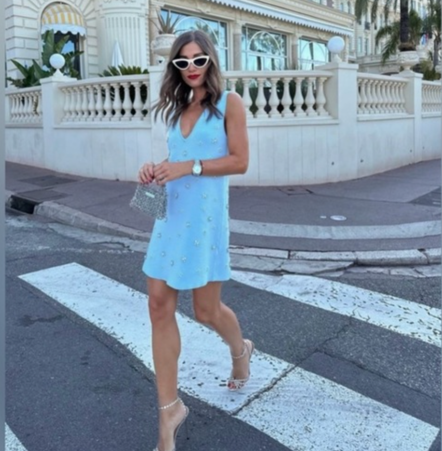 Zara BEADED PEARL JEWEL KNIT MINI DRESS Light Blue 2142/081 S M L NWT | eBay