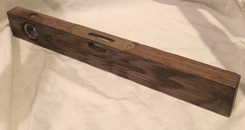 Ancien Niveau À Bulle En Bois Et En Laiton Vintage Outils Retro - Photo 2/4