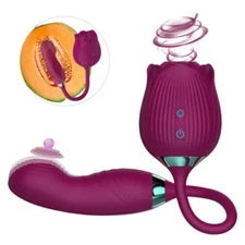 Sucking-Rose w/ Powerful Massager-for-Women-Clit-Nipples-Vibrator-use-Lubricant