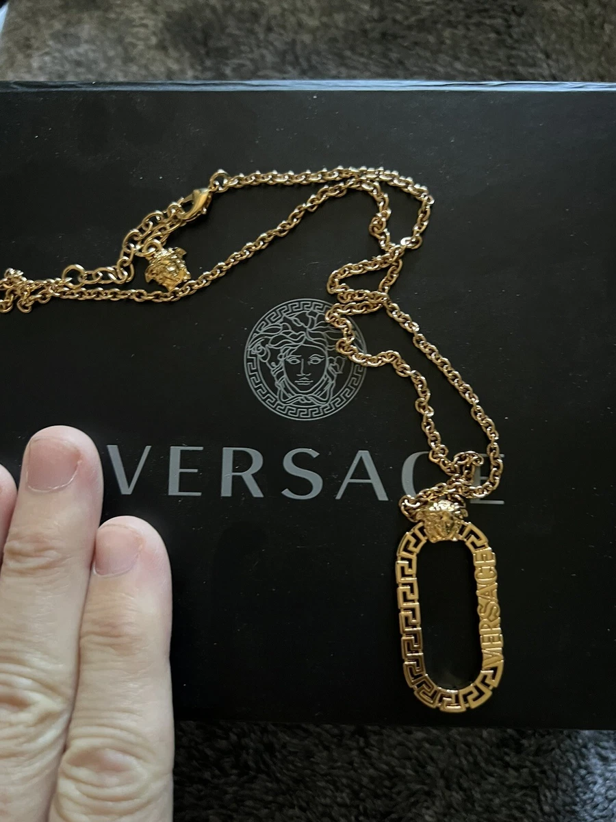 Brand New 100 Authentic Greca Versace Gold Chain Necklace Medusa