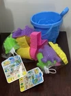 LOT OF 10 castle & sea creatures Beach Toys Sand Toys Set w  blue bucket/shovel