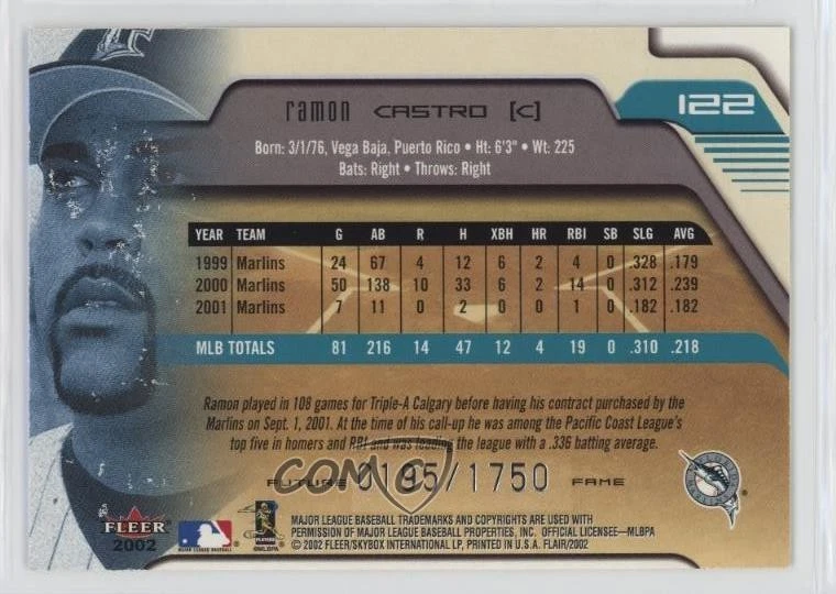 2002 Flair Future Fame /1750 Ramon Castro #122 - Image 2 of 2