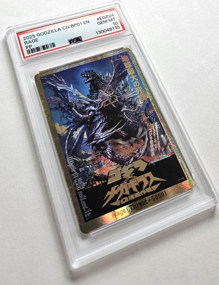 Godzilla Rage Cards Rage PSA 10 GEM MT Gold Rage EGZ24++ 1st Edition PP Godzilla Card Game ...
