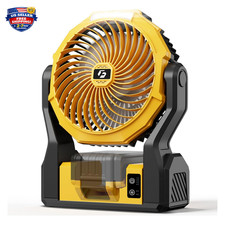 Portable Fan for Dewalt 20V Max Battery USB Powered with Lights, 4 Speed, Yellow