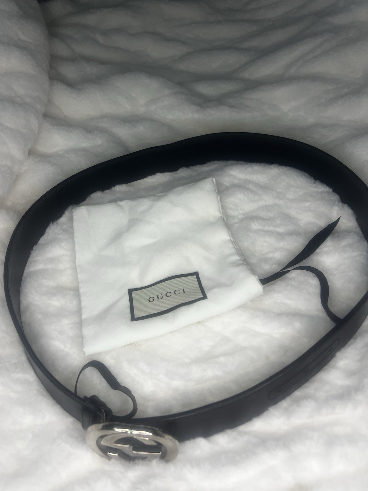 GUCCI Black  Interlocking Leather Belt Never Worn 42inch Long 107cm