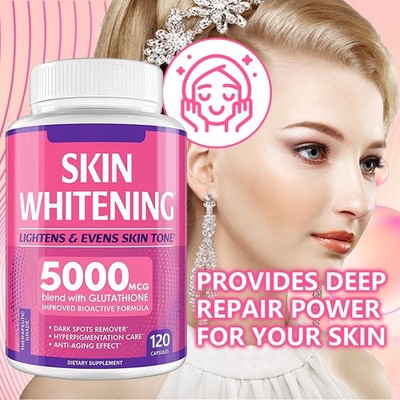 Glutathione 120 Capsules 5000 mcg Support Antioxidation Skin Brightening