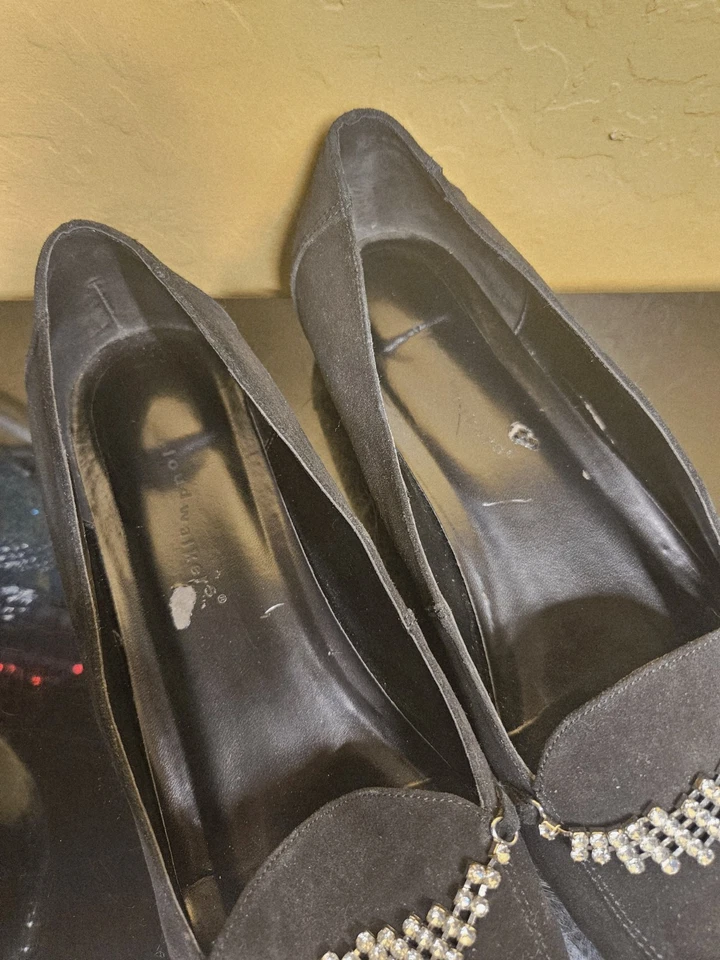 Cloudwalkers Jewel Black Suede Loafers – Women’s Size 12W, Rhinestone Detail - Image 3 of 4