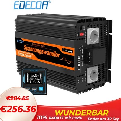 EDECOA Spannungswandler 12V 230V 3500W 7000W Reiner Sinus Wechselrichter