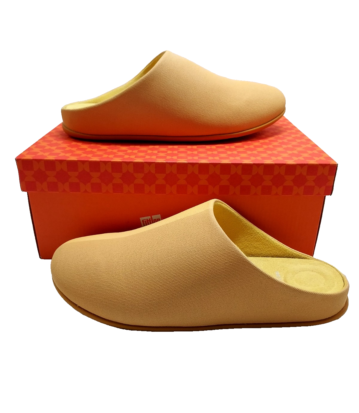 PANTOFOLA D’ORO Fitflop CHRISSIE X YINKA ILORI pantofole in tela donna taglia 9 US NUOVE