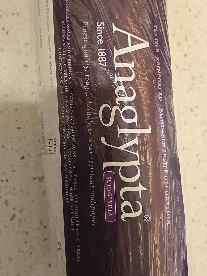 RD0137 Anaglypta Supaglypta Alfred Papel Pintable Blanco Texturizado Foto 3 de 4