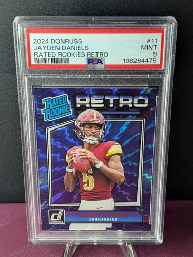 2024 Donruss Jayden Daniels Retro Rated Rookie #11 Commanders PSA 9 RC
