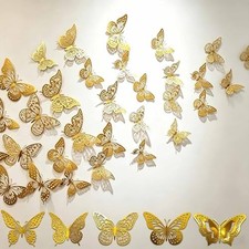 Butterfly Wall Decor,108 Pcs 3D Gold Butterflies Decorations