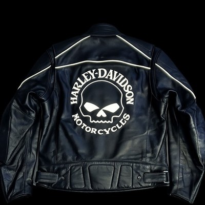 MEN'S HARLEY DAVIDSON WILLIE G SKULL REFLECTIVE LEATHER JACKET WITH LINER 2XL