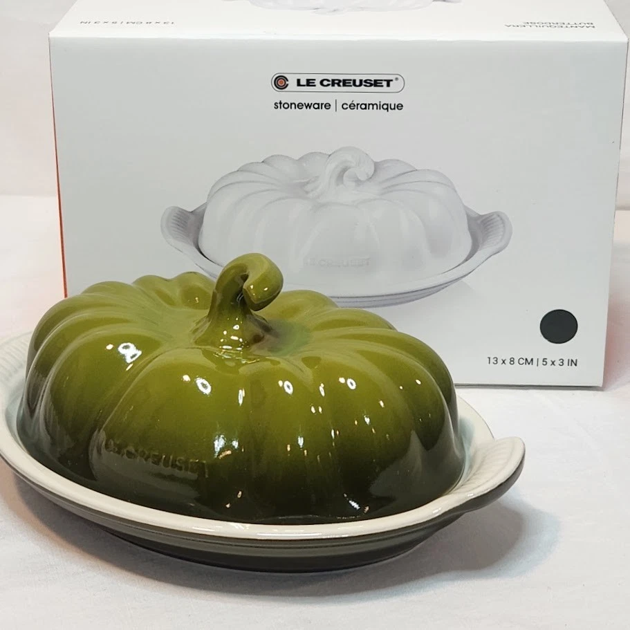 Bandeja para servir queso plato mantequilla cubierta calabaza verde oliva Le Creuset nuevo en paquete Foto 4 de 4