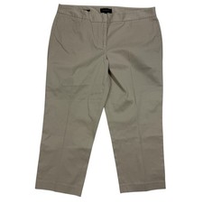 Talbots Signature Beige Flat Front Cropped Pants Sz 14 Cotton Blend Stretch