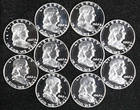 1962 Franklin Proof Half Dollars - Thick Frosty Cameo Obverse - 10pc Bulk Lot