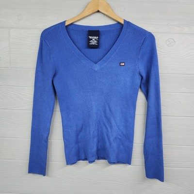 Vintage Y2K Polo Jeans Co Ralph Lauren Blue Ribbed Long Sleeve TShirt Womens S