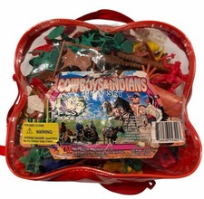 Cowboys  Indians Plastic Play Set Toy Major Vintage Incomplete
