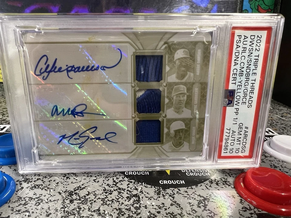 Reliquia autógrafa Topps Triple Threads 2022 1/1 Dawson Sandberg Grace PSA 10 Foto 4 de 4