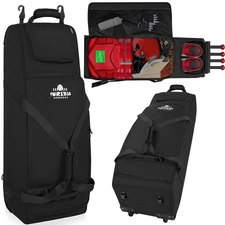 Large Rolling Baseball Bag with Wheels,Softball Catcher Gear Bag for 4 Bats,P...