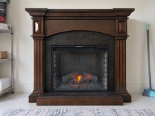 Large Traditional Electric Fireplace Mantel Dark Wood Fire Surround Heater