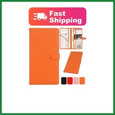 Leather Car Registration and Insurance Holder with Magnetic Closure, Orange ...