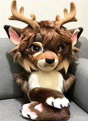 Fursuit Long haired Dog Fox Mascot Party Halloween Fur Cosplay(head+claws)