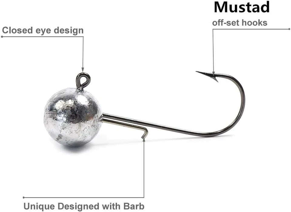 30 Pezzi Teste Piombate Gancio Ami Da Pesca per Esche Morbide 5G 7G 10G 14G 17G  - Immagine 4 di 4