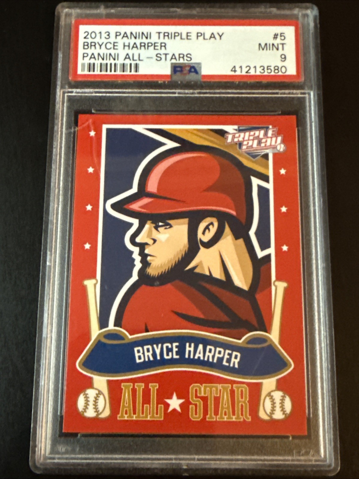 2013 Panini Triple Play #5 Bryce Harper All-Stars PSA 9 view 1