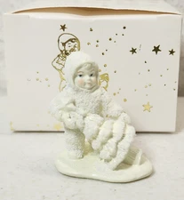 Vintage Dept. 56 Snowbabies Miniatures “I'll Put Up The Tree" #7627-9 Pewter
