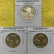 3 2025 COLLECTOR NATIVE AMERICAN DOLLARS $1 P D UNCIR COIN SETS & S PROOF SET