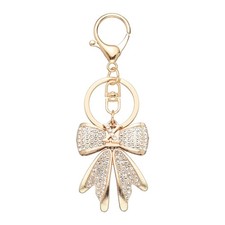 Sparkly Rhinestone Bow Keychain, Cute Butterfly Key Chain, Gold Letter x