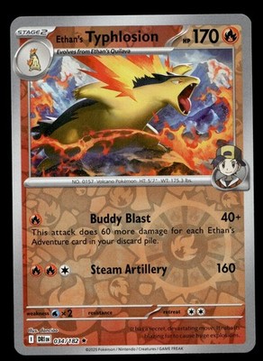Ethan's Typhlosion Reverse Holo Rare SV10: Destined Rivals 034/182 NM