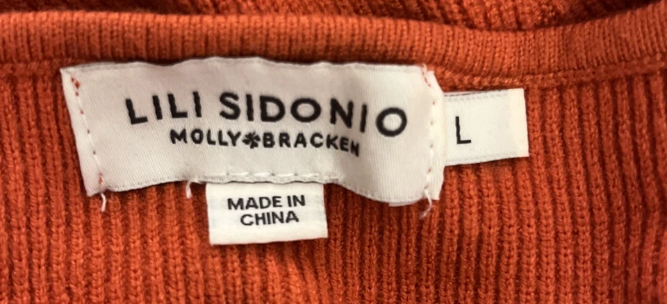 Cárdigan Anthropologie LILI Sidonio Naranja Recortado Suéter Perla Botones Talla L Foto 4 de 4