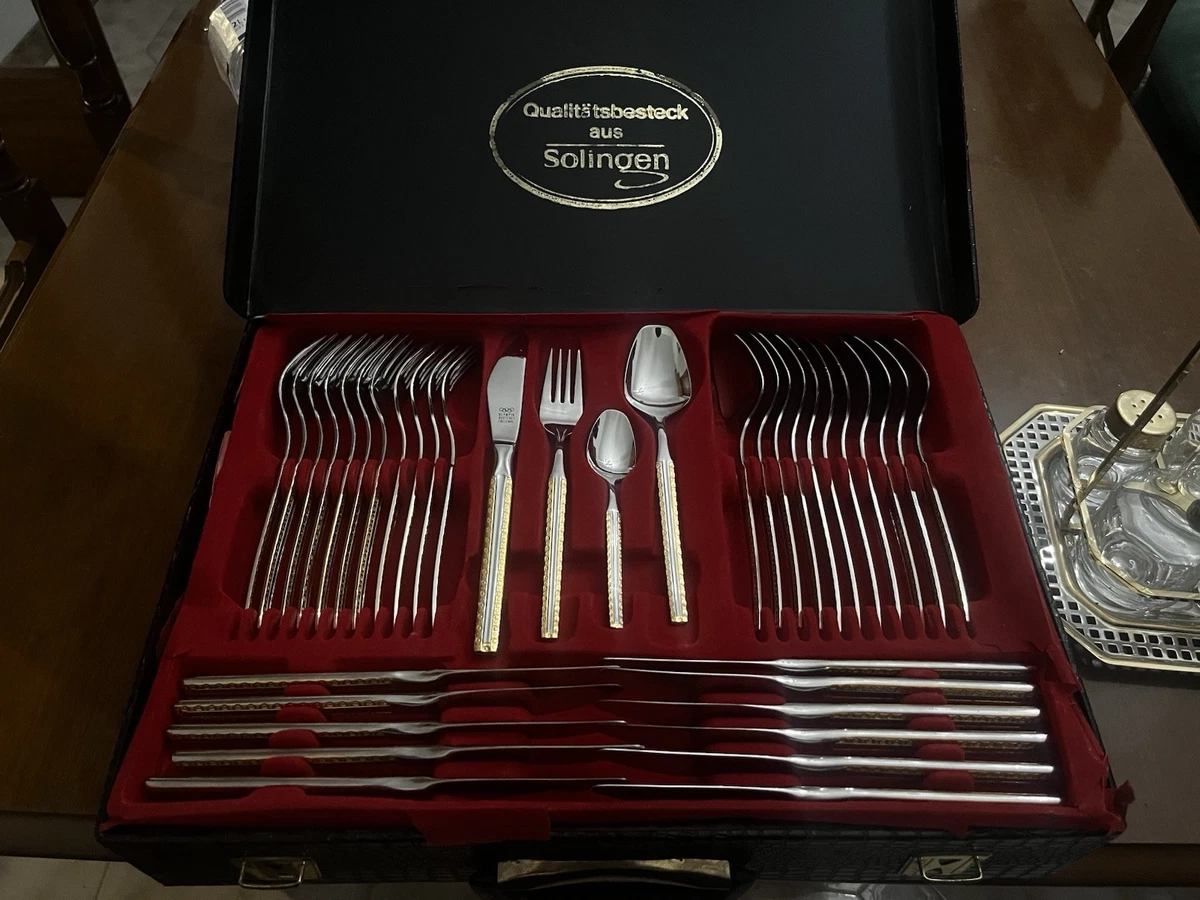 Service De Couverts Luxe SBS Solingen 70 Pièces Pour 12 Personnes - Or